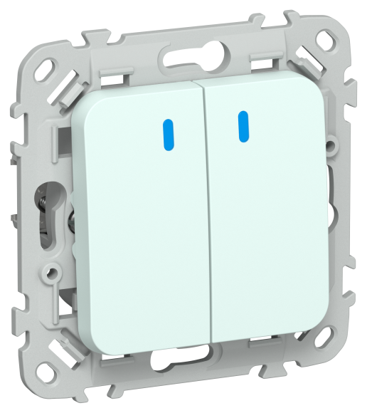 IEK FLITE Выключатель 2-клавишный с индикацией 10А ВС12-1-1-ФлХЛ холодный лед IEK, FI-V20-1-10-1-K94