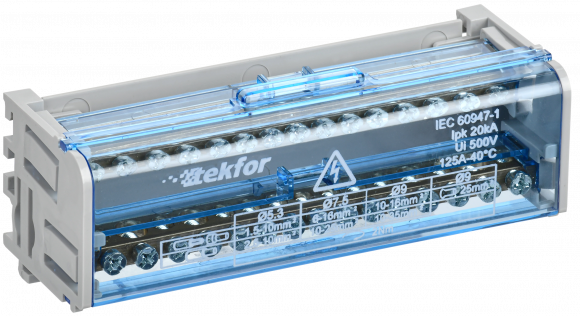 IEK TEKFOR Шины на DIN-рейку (кросс-модуль) ШНК 2х15 L+PEN IEK, TF-DN10-2-15-125