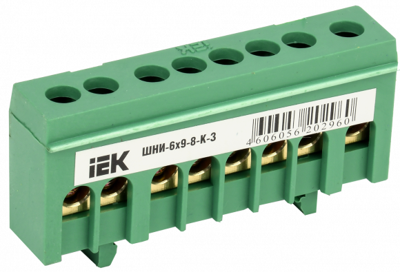 IEK Шина PE "земля" в корп изол на DIN-рейку ШНИ-6х9-8-К-З IEK, YNN10-69-8KD-K06