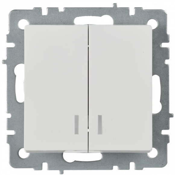 IEK BRITE Выключатель 2-клавишный с индикацией 10А ВС10-2-1-БрБ белый , BR-V20-1-10-K01