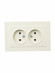 IEK BRITE Розетка 2-местная без заземления с защитными шторками 10А в сборе РСш12-2-БрКр бежевый , BR-R23-10-K10-F