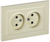 BRITE Розетка 2-местная без заземления с защитными шторками 10А в сборе РСш12-2-БрКр бежевый , BR-R23-10-K10-F