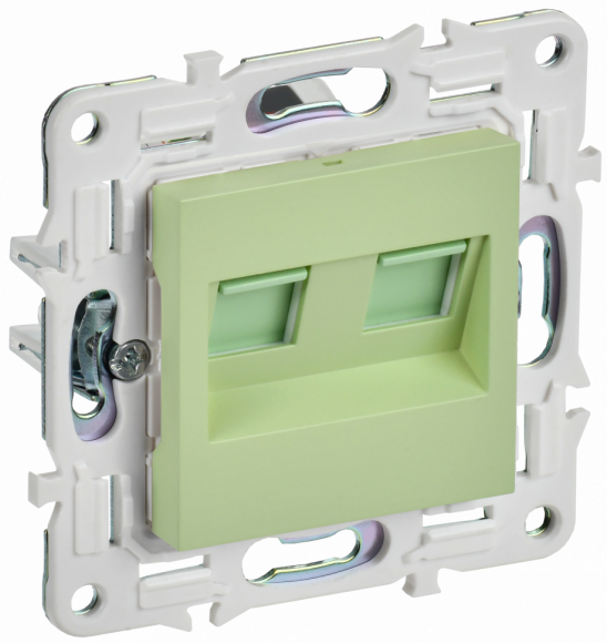 IEK SKANDY Розетка компьютерная двойная RJ45 кат.5E SK-K03G мятный IEK, SK-K20-1-K06