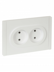 FORTE&PIANO Розетка 2-местная без заземления без защитных шторок безвинтовое крепление 10А FP226 белый , FP-R20-10-1-K01