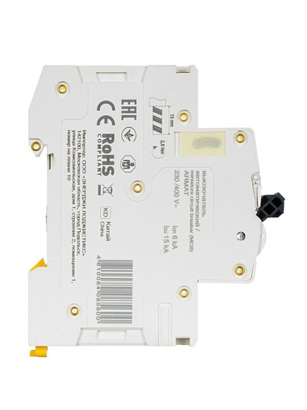 IEK ARMAT Автоматический выключатель M06N 1P B 6А IEK, AR-M06N-1-B006