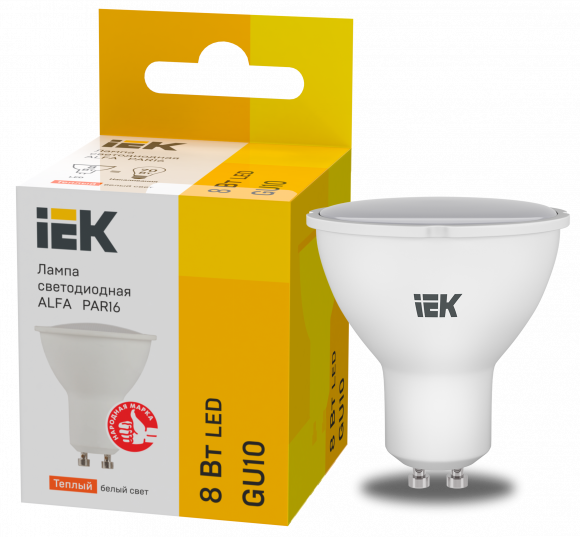 IEK Лампа светодиодная ALFA PAR16 софит 8Вт 230В 3000К GU10 (6шт) IEK, LLA-PAR16-8-230-3-GU10-6