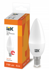 Лампа светодиодная C35 свеча 9Вт 230В 3000К E14 IEK, LLE-C35-9-230-30-E14