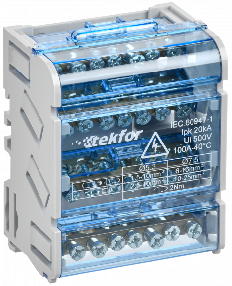IEK TEKFOR Шины на DIN-рейку (кросс-модуль) ШНК 4х7 3L+PEN IEK, TF-DN10-4-07-100