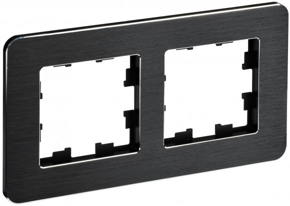 IEK BRITE Рамка 2-местная РУ-2-1-Бр металл черный RE AL IEK, BR-M22-M-21-K02