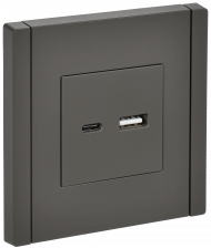 FORTE&PIANO Розетка USB A+C 3,1А FP350 серый , FP-U22-D31-K03