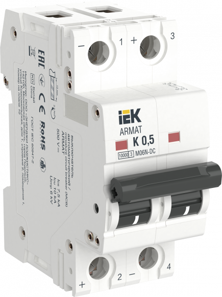 IEK ARMAT Автоматический выключатель M06N-DC 2P K 0,5А IEK, AR-M06N-2-K0D5DC