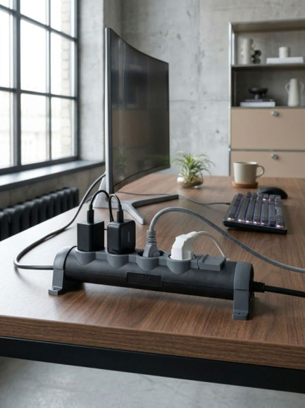 IEK COMFORT Удлинитель У05К 5 мест 2P+PE 3м 3х1,5мм2 16А черный IEK, 694688