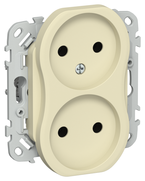IEK FLITE Розетка 2-местная без заземления без защитных шторок безвинтовое крепление 10А РС02-1-ФлН навахо IEK, FI-R20-10-1-K87