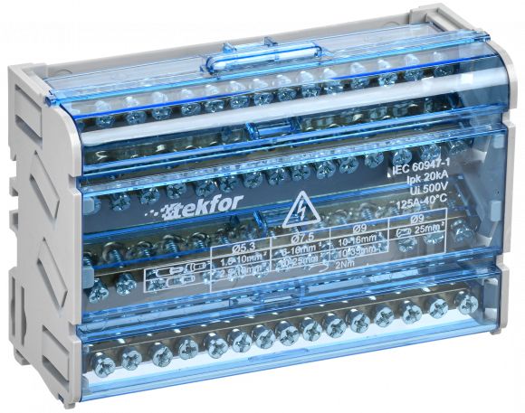 IEK TEKFOR Шины на DIN-рейку (кросс-модуль) ШНК 4х15 3L+PEN IEK, TF-DN10-4-15-125