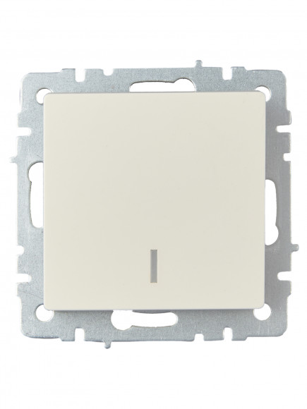 IEK BRITE Выключатель 1-клавишный проходной с индикацией 10А ВС10-1-7-БрКр бежевый , BR-V12-1-10-K10