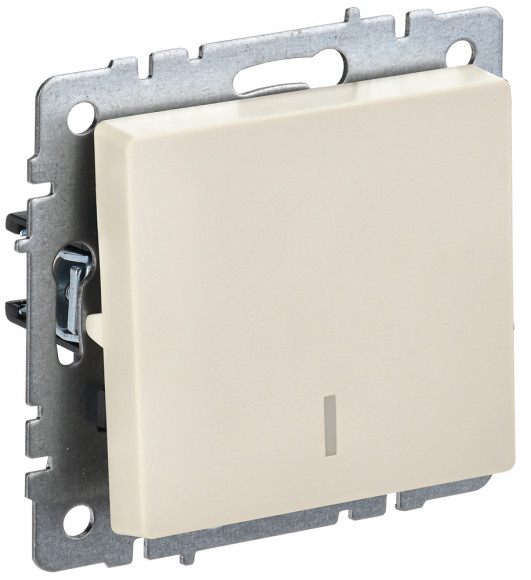 IEK BRITE Выключатель 1-клавишный проходной с индикацией 10А ВС10-1-7-БрКр бежевый IEK, BR-V12-1-10-K10