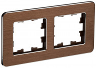 BRITE Рамка 2-местная РУ-2-1-Бр металл коричневый RE AL IEK, BR-M22-M-21-K30