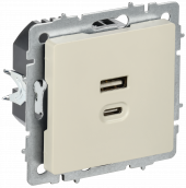 BRITE Розетка USB A+C 45Вт высокоскоростная зарядка РЮ11-2-БрКр бежевый , BR-U22-045-K10