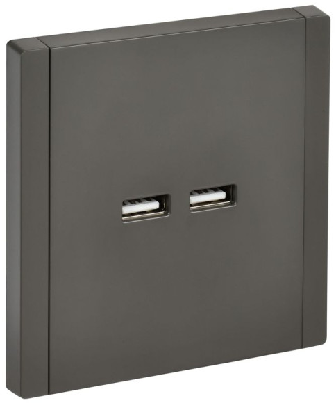 IEK FORTE&PIANO Розетка USB A+A 3,1А FP349 серый , FP-U21-D31-K03