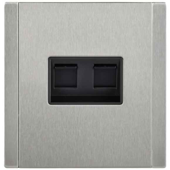 IEK FORTE&PIANO Розетка компьютерная двойная RJ45 кат.5E FP733M металл никель IEK, FP-K20-1-M-K50