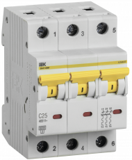 KARAT Автоматический выключатель ВА47-60M 3P C 25А 6кА IEK, MVA31-3-025-C