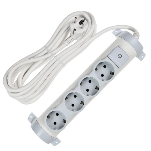IEK COMFORT Удлинитель У04К 4 места 2P+PE 5м 3х1,5мм2 16А белый IEK, 694694