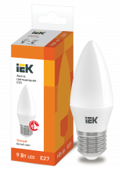 Лампа светодиодная C35 свеча 9Вт 230В 3000К E27 IEK, LLE-C35-9-230-30-E27