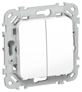 FLITE Выключатель 2-клавишный кнопочный 10А ВС12-2-0-ФлБ белый IEK, FI-V24-0-10-1-K01