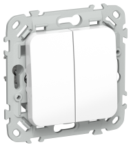 FLITE Выключатель 2-клавишный кнопочный 10А ВС12-2-0-ФлБ белый IEK, FI-V24-0-10-1-K01