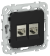 IEK FLITE Розетка 2-местная компьютерная RJ45 категория 6 STP РК6-2-1-ФлЧ черный IEK, FI-K21-2-K02