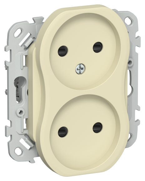 IEK FLITE Розетка 2-местная без заземления с защитными шторками безвинтовое крепление 10А РСш02-1-ФлН навахо IEK, FI-R23-10-1-K87