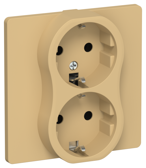 IEK FLITE Розетка 2-местная с заземлением без защитных шторок безвинтовое крепление 16А РС12-1-К-ФлШм шамуа IEK, FI-R21C-16-1-K89