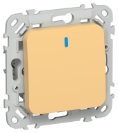 FLITE Выключатель 1-клавишный проходной с индикацией 10А ВС61-1-1-ФлЗ золотарник IEK, FI-V12-1-10-1-K90