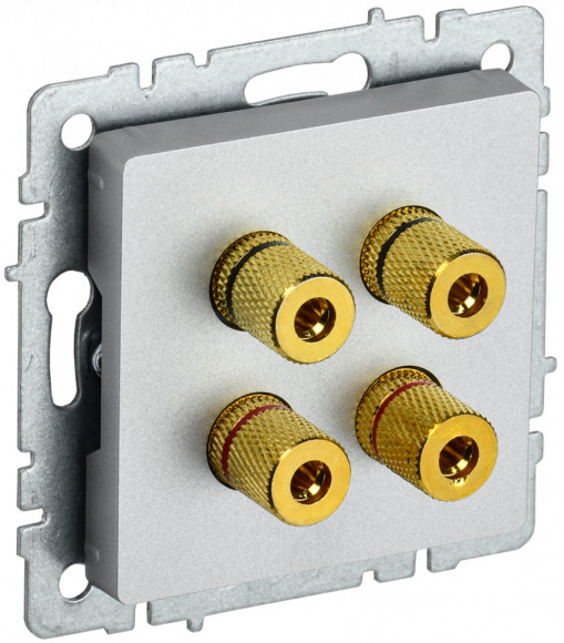IEK BRITE Аудиорозетка 4-местная РА10-БрА алюминий IEK, BR-S40-K47
