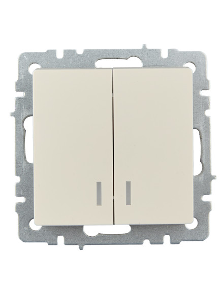 IEK BRITE Выключатель 2-клавишный с индикацией 10А ВС10-2-1-БрКр бежевый IEK, BR-V20-1-10-K10 IEK BRITE Выключатель 2-клавишный с индикацией 10А ВС10-2-1-БрКр бежевый IEK, BR-V20-1-10-K10