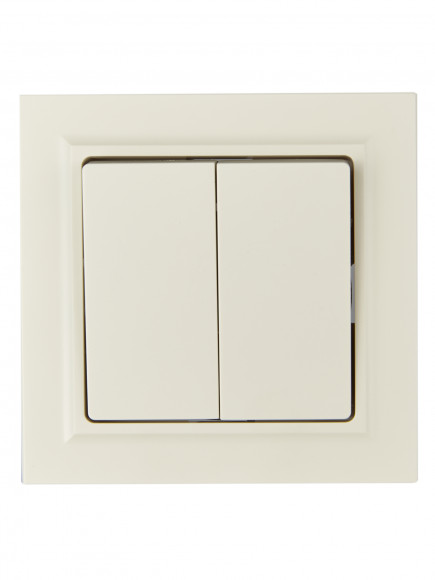 IEK BRITE Выключатель 2-клавишный 10А в сборе ВСР10-2-0-БрКр бежевый IEK, BR-V20-0-10-K10-F IEK BRITE Выключатель 2-клавишный 10А в сборе ВСР10-2-0-БрКр бежевый IEK, BR-V20-0-10-K10-F