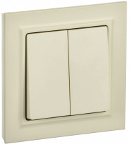 BRITE Выключатель 2-клавишный 10А в сборе ВСР10-2-0-БрКр бежевый , BR-V20-0-10-K10-F