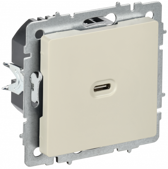 IEK BRITE Розетка USB C 65Вт высокоскоростная зарядка РЮ12-1-БрКр бежевый , BR-U13-065-K10