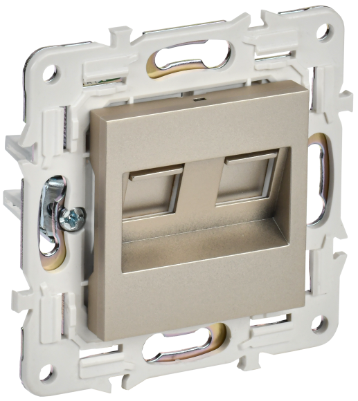 IEK SKANDY Розетка компьютерная двойная RJ45 кат.5E SK-K03Sh шампань , SK-K20-1-K37