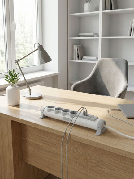 IEK COMFORT Удлинитель У06К 6 мест 2P+PE 3м 3х1,5мм2 16А USB A+C 20Вт белый IEK, 694693