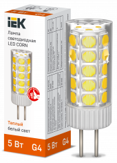 Лампа светодиодная CORN капсула 5Вт 12В 3000К керамика G4 IEK, LLE-CORN-5-012-30-G4 Лампа светодиодная CORN капсула 5Вт 12В 3000К керамика G4 IEK, LLE-CORN-5-012-30-G4