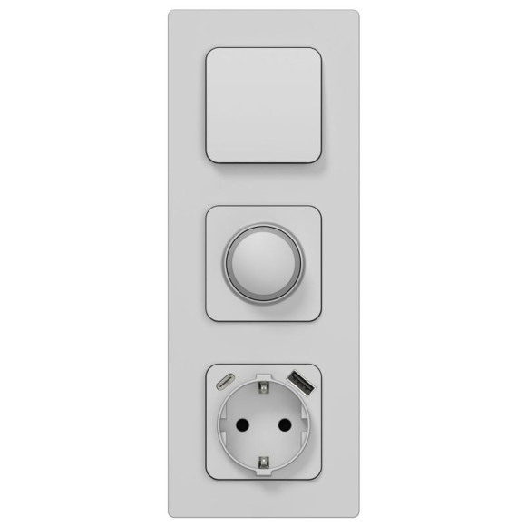 IEK FLITE Розетка 1-местная с заземлением с защитными шторками 16А с USB A+C 20Вт РСЮшс11-0-ФлА алюминий IEK, FI-R14-16-U22-020-K47