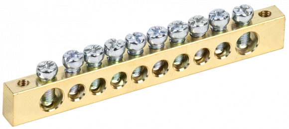 IEK Шина PEN "земля-ноль" 8х12мм 10/2 (10групп/креп по краям) IEK, YNN21-10-100
