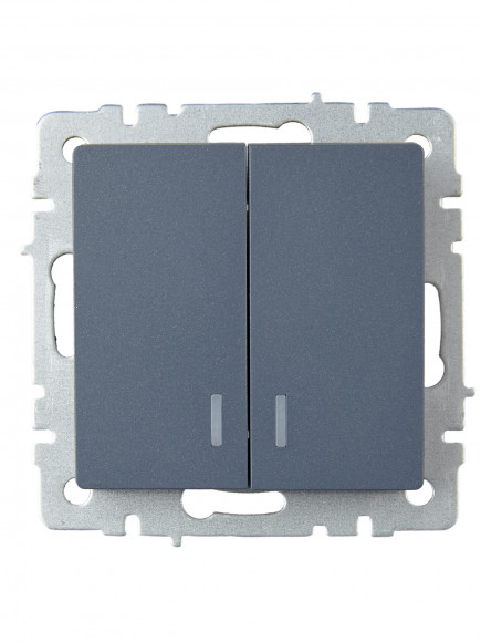 IEK BRITE Выключатель 2-клавишный с индикацией 10А ВС10-2-1-БрМ маренго , BR-V20-1-10-K35