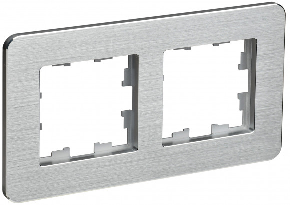 IEK BRITE Рамка 2-местная РУ-2-1-Бр металл алюминий RE AL IEK, BR-M22-M-21-K47