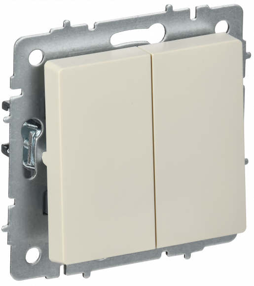 IEK BRITE Выключатель 2-клавишный перекрестный 10А ВС10-2-3-БрКр бежевый , BR-V23-0-10-K10