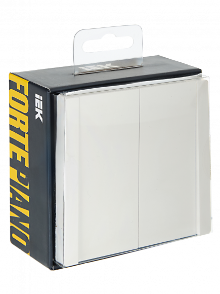 IEK FORTE&PIANO Выключатель 2-клавишный проходной 10А FP207 белый , FP-V22-0-10-1-K01