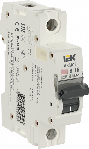 IEK ARMAT Автоматический выключатель M06N 1P B 16А IEK, AR-M06N-1-B016