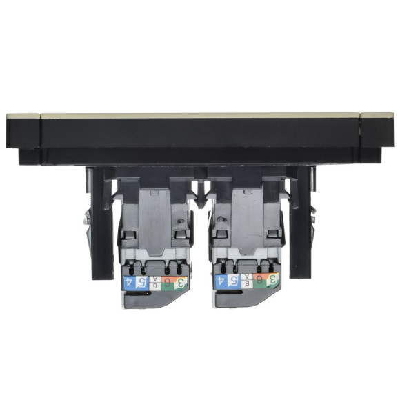 IEK FORTE&PIANO Розетка компьютерная двойная RJ45 кат.5E FP833M металл серый сланец IEK, FP-K20-1-M-K41