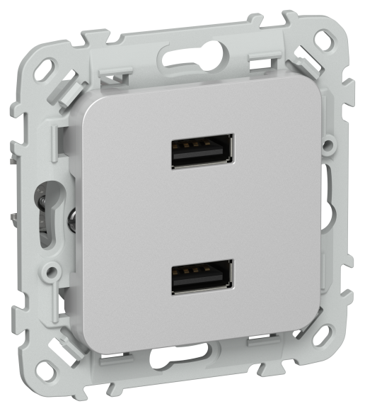 IEK FLITE Розетка USB A+A 3,1А РЮ-2-ФлА алюминий IEK, FI-U21-D31-K47